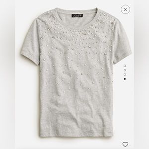NWT J. crew Pearl and crystal embellished T-shirt